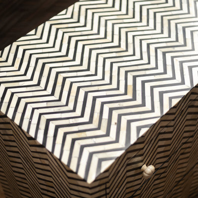 Veyra Chevron Inlay Three-Drawer Chest