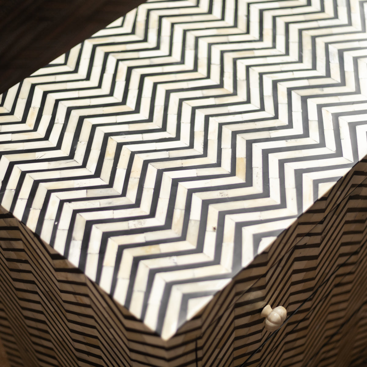 Veyra Chevron Inlay Three-Drawer Chest