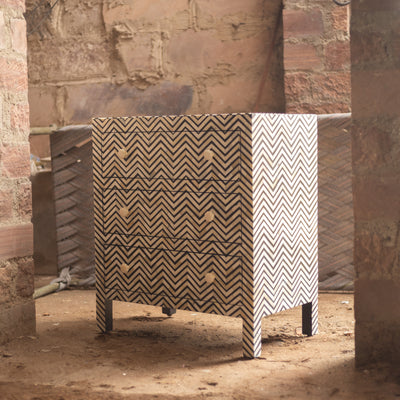 Veyra Chevron Inlay Three-Drawer Chest
