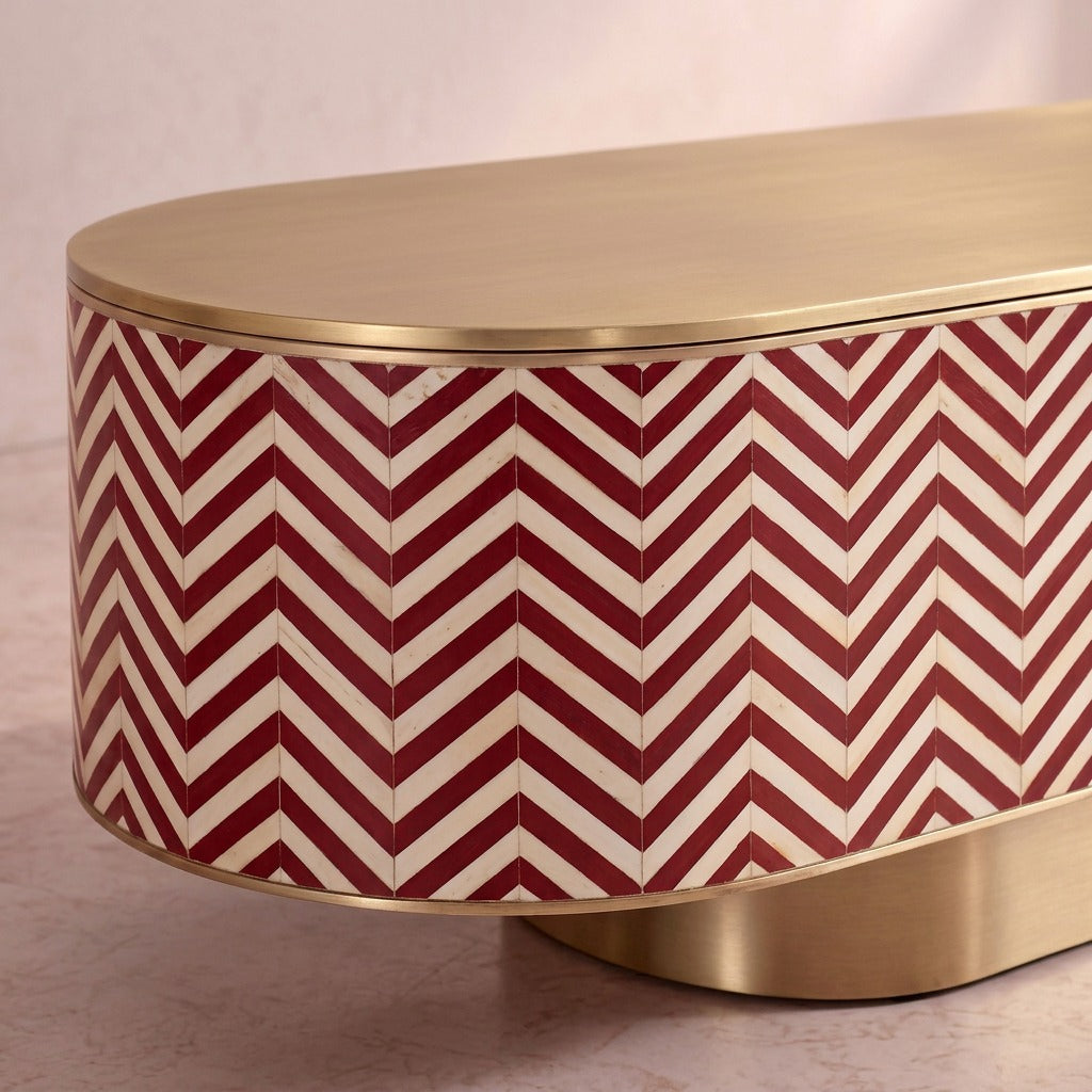 Veyra Chevron Inlay Media Console - Red