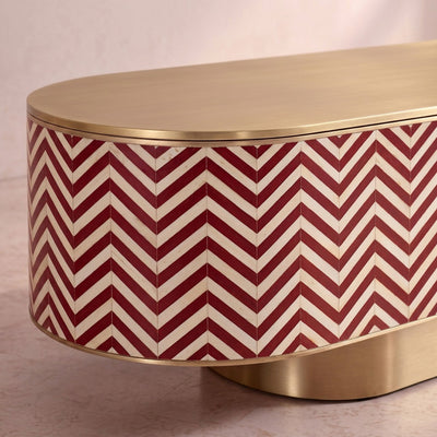 Veyra Chevron Inlay Media Console - Red