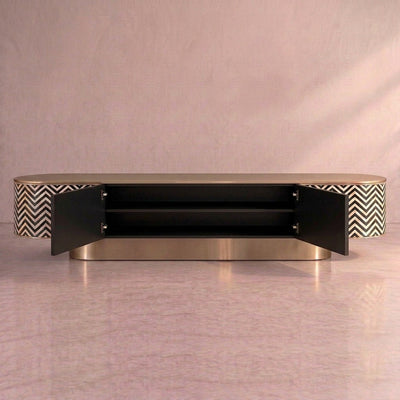 Veyra Chevron Inlay Media Console - Black