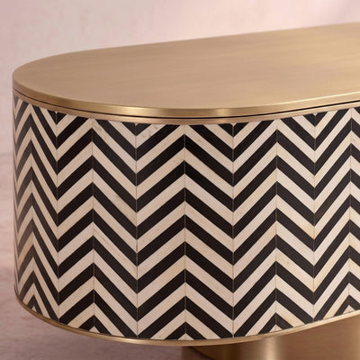 Veyra Chevron Inlay Media Console - Black