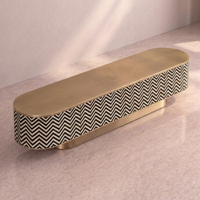 Veyra Chevron Inlay Media Console - Black
