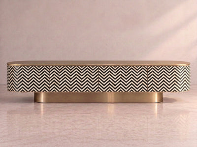Veyra Chevron Inlay Media Console - Black