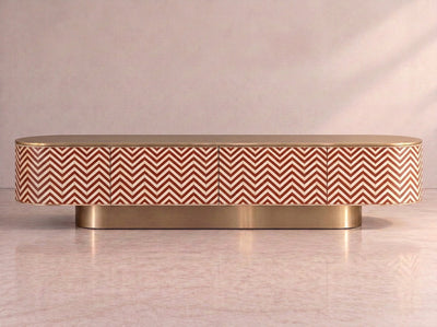 Veyra Chevron Inlay Media Console - Black
