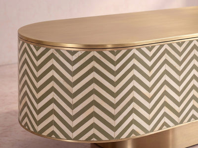 Veyra Chevron Inlay Media Console - Olive Green