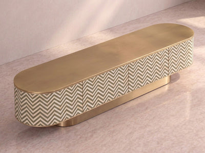 Veyra Chevron Inlay Media Console - Olive Green