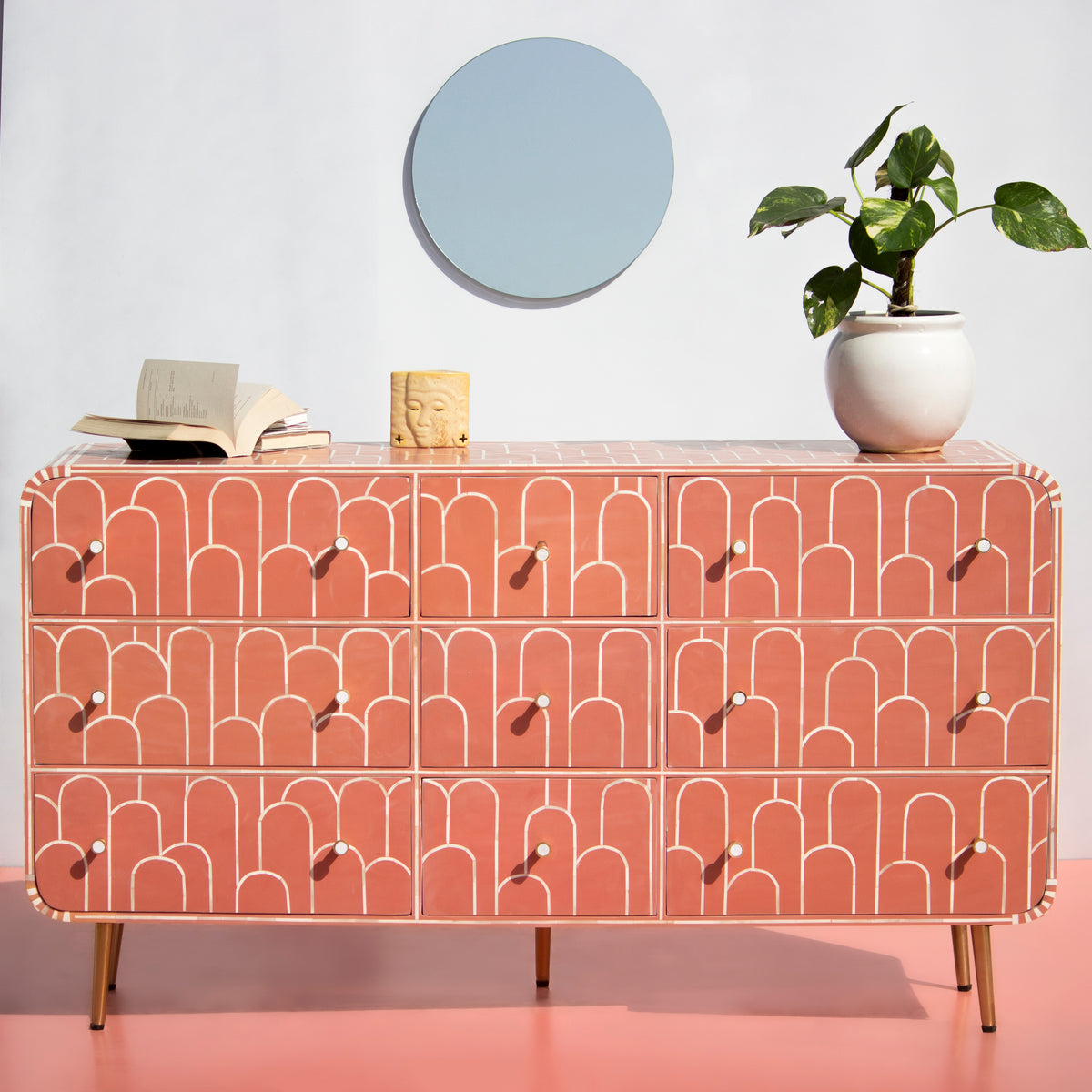 Eli Bone Inlay Nine-Drawer Dresser - Blue