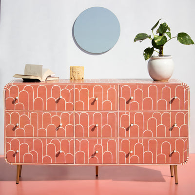 Eli Bone Inlay Nine-Drawer Dresser - Blue