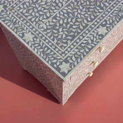 Arabesque Bone Inlay Four Drawer Chest - Grey