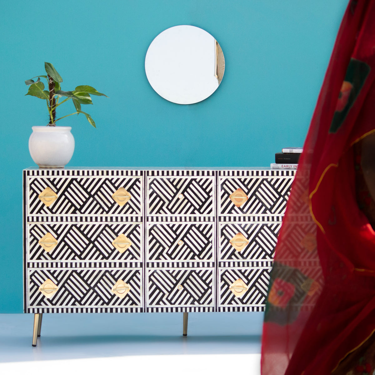 Entwine Inlay Nine Drawer Dresser