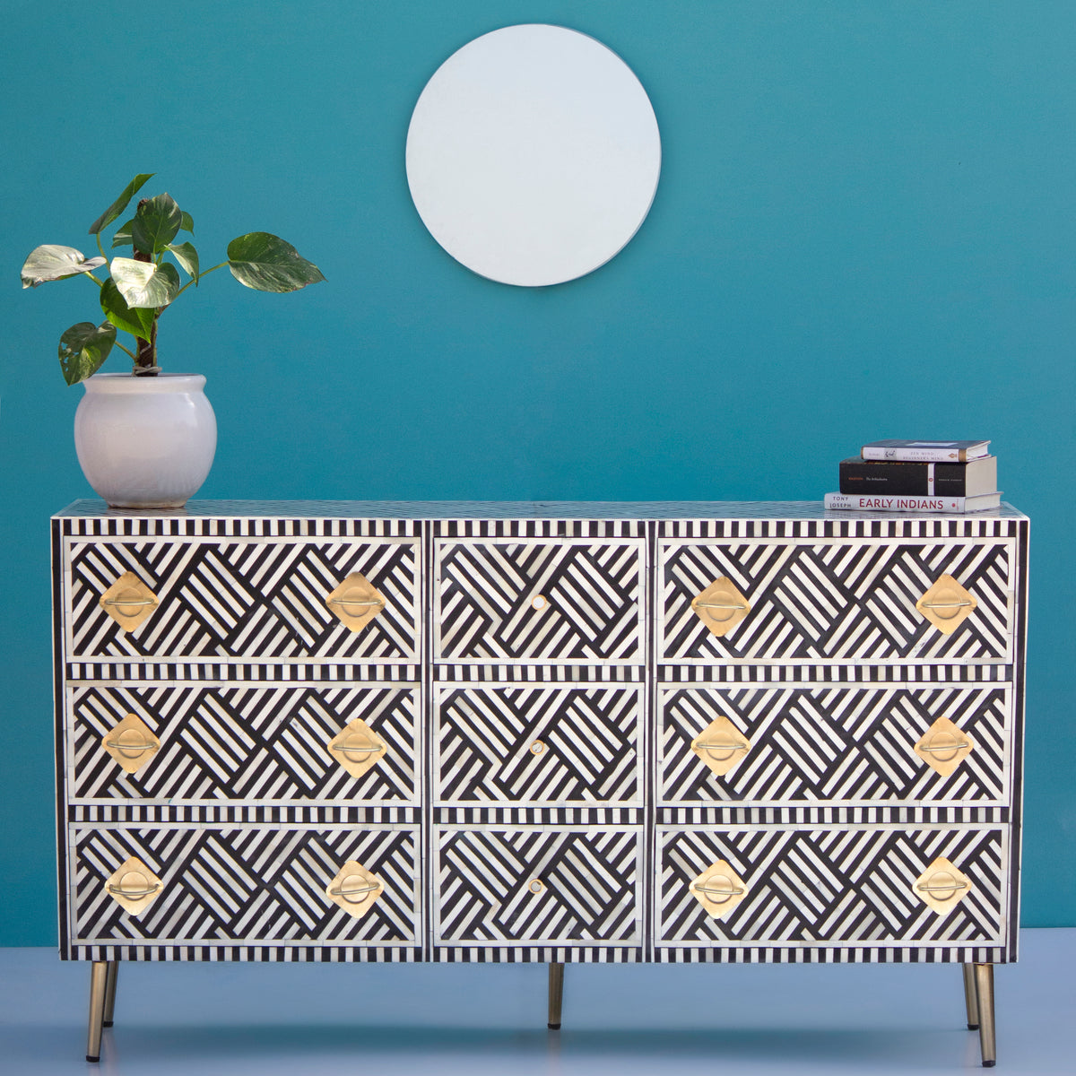 Entwine Inlay Nine Drawer Dresser