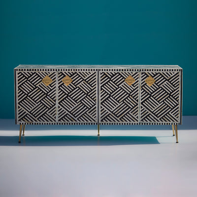 Entwine Inlay Four Door White Media Console