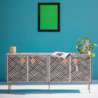 Entwine Inlay Four Door White Media Console