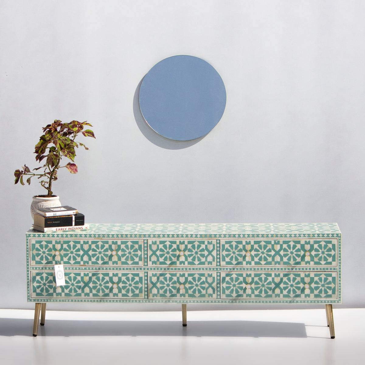 Moroccan Bone Inlay Six-Drawer Media Console