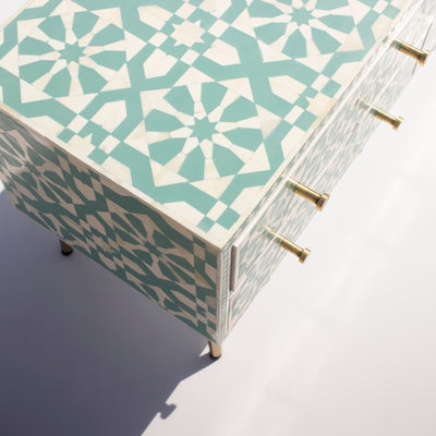 Moroccan Bone Inlay Six-Drawer Media Console