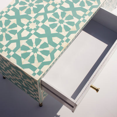 Moroccan Bone Inlay Six-Drawer Media Console
