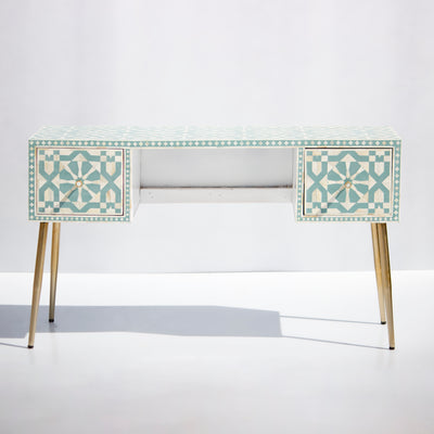 Moroccan Bone Inlay Coral Writing Desk