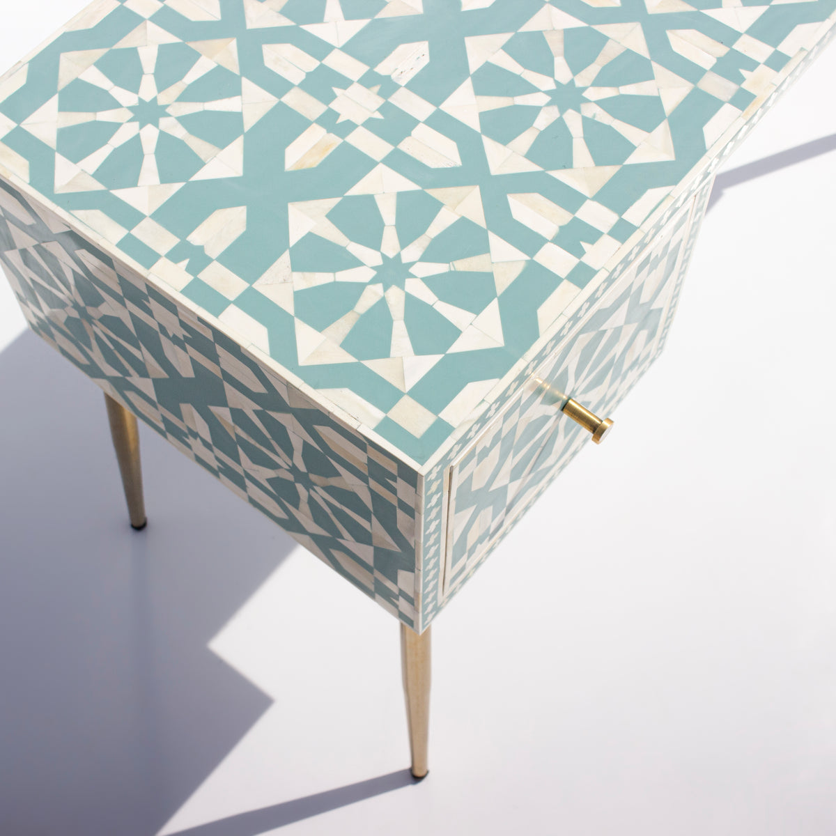 Moroccan Bone Inlay Mint Green Writing Desk