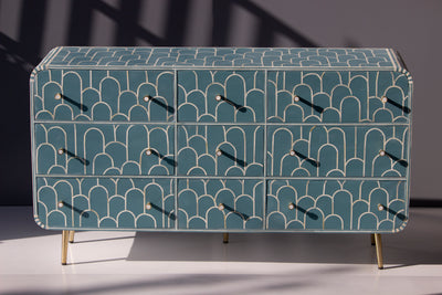 Eli Bone Inlay Nine-Drawer Dresser - Coral