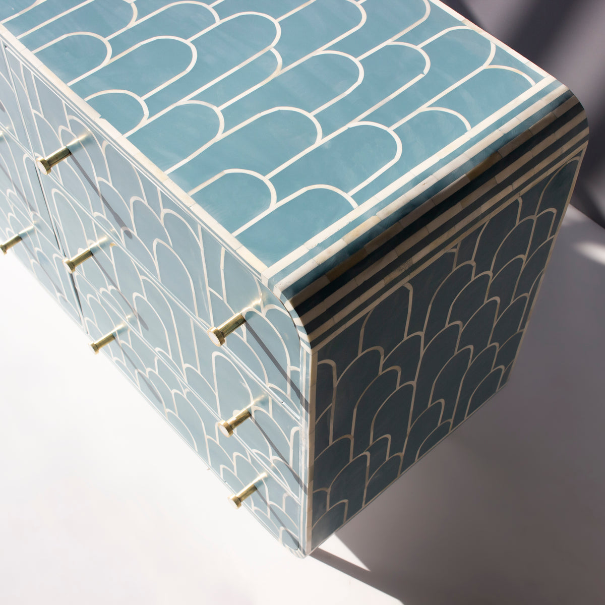Eli Bone Inlay Nine-Drawer Dresser - Blue