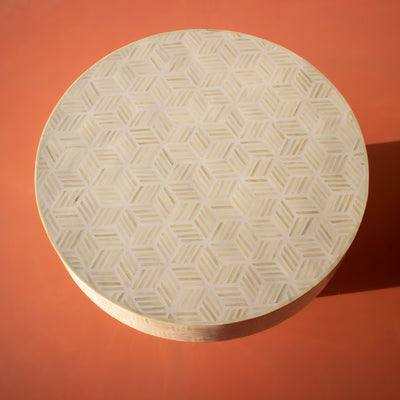 Tessera Geometric Inlay Round Coffee Table – Black