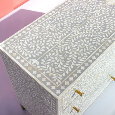 Arabesque Bone Inlay Six-Drawer Dresser - Grey