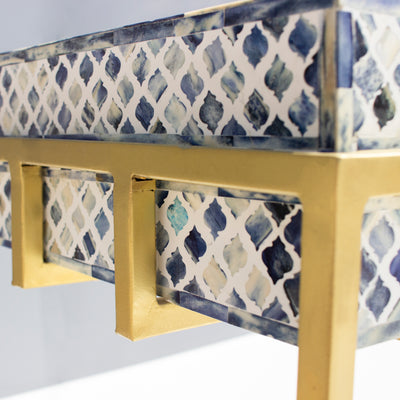 Tessera Blue Dyed Bone Inlay Mosaic Console Table
