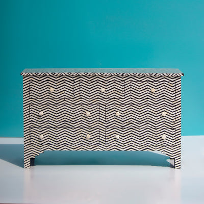 Veyra Chevron Inlay Nine Drawer Dresser
