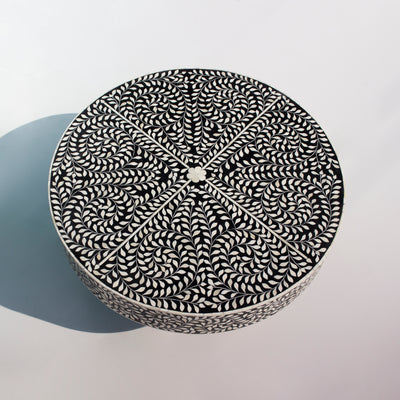 Arabesque Round Bone Inlay Coffee Table - Black