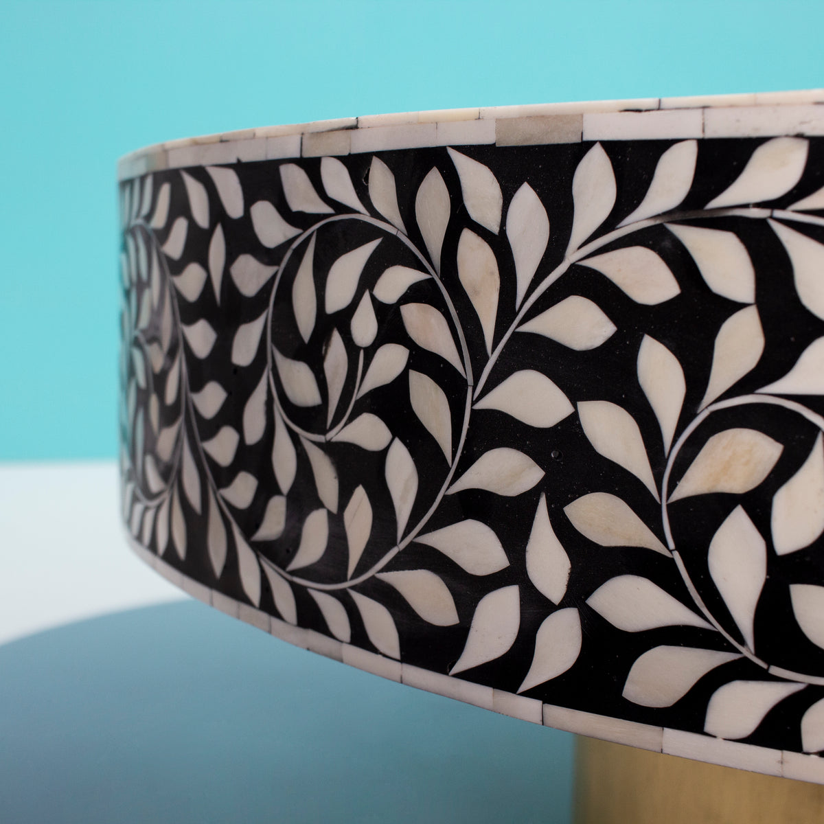 Arabesque Round Bone Inlay Coffee Table - Black