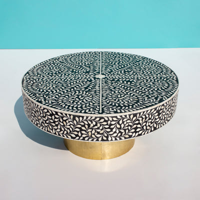 Arabesque Round Bone Inlay Coffee Table - Black