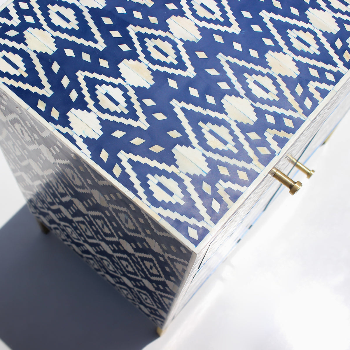 Ikara Ikat Bone Inlay Cabinet - Blue