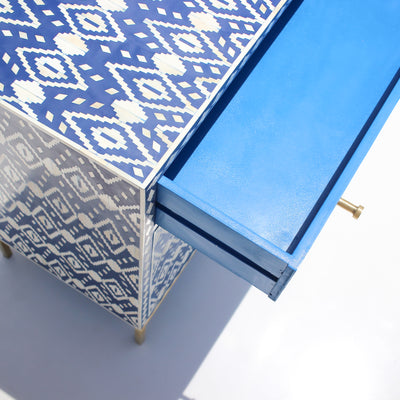 Ikara Ikat Bone Inlay Cabinet - Blue
