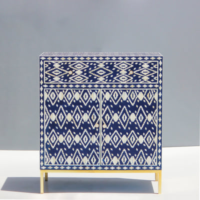 Ikara Ikat Bone Inlay Cabinet - Blue
