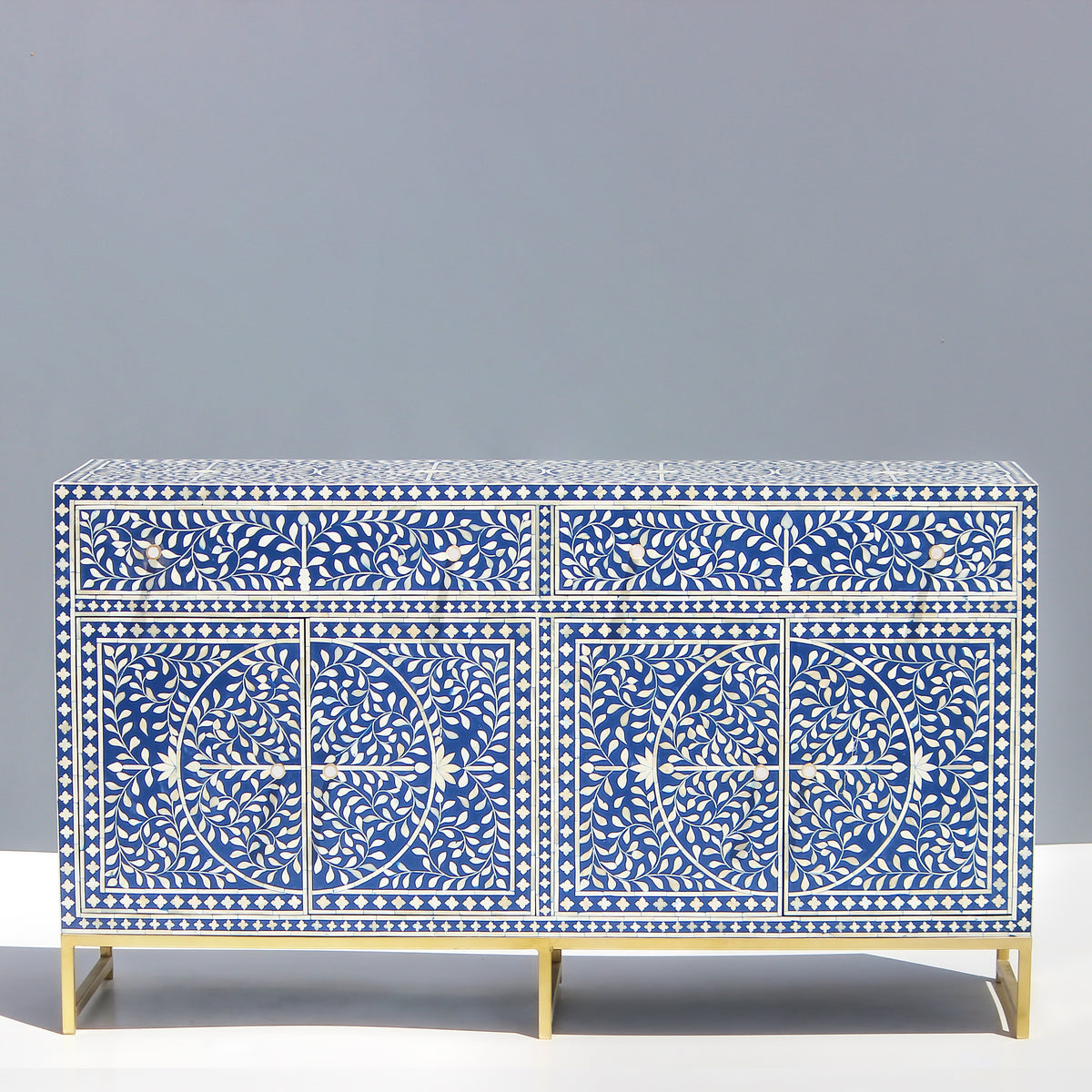 Arabesque Inlay Four-Door Buffet - Blue