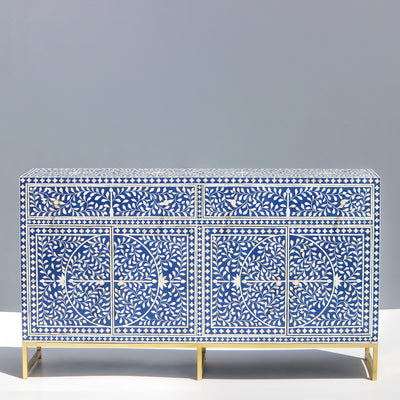 Arabesque Inlay Four-Door Buffet - Blue