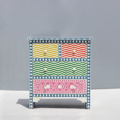 Veyra Inlay Four-Drawer Chest - Rainbow