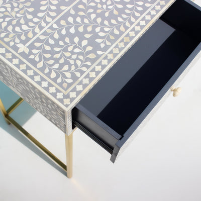 Arabesque Bone Inlay Two-Drawer Console Table - Grey