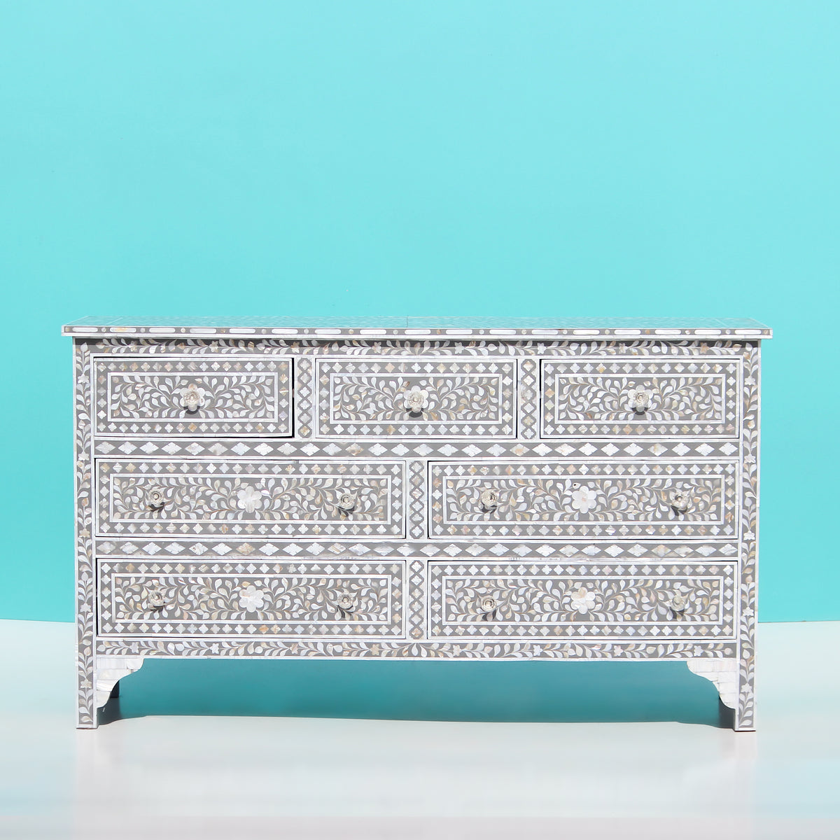 Arabesque Inlay Seven Drawer Dresser