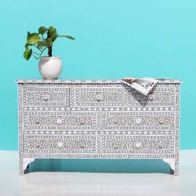 Arabesque Mother of Pearl Inlay Seven Drawer Dresser