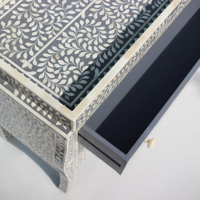 French Bombay Style Arabesque Bone Inlay Changing Table – Grey
