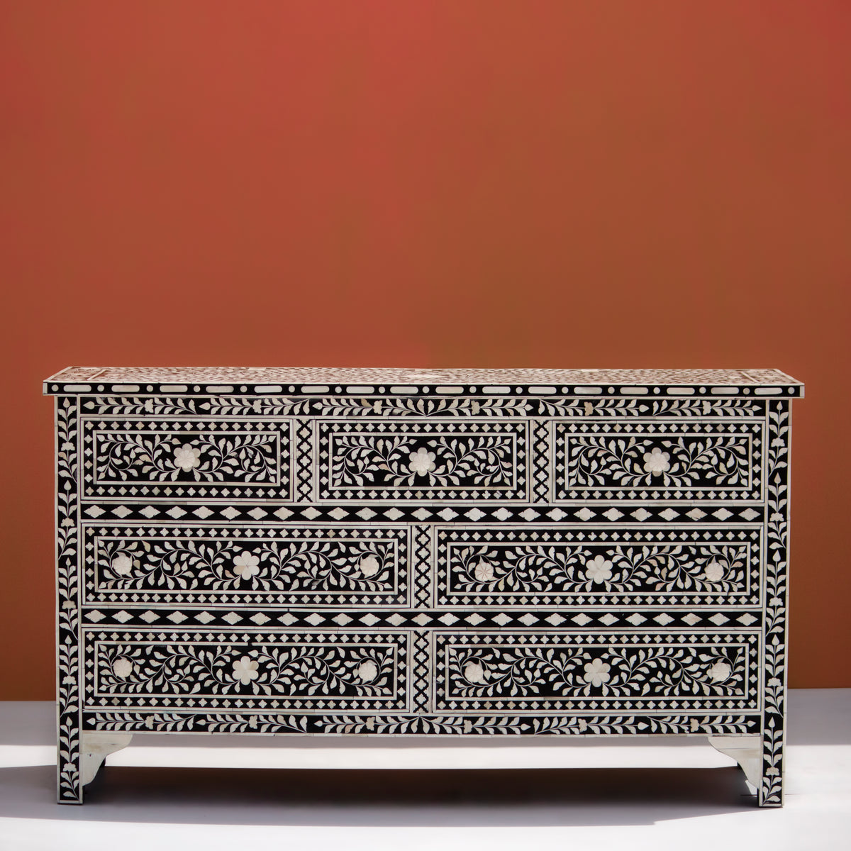 Arabesque Inlay Seven Drawer Dresser
