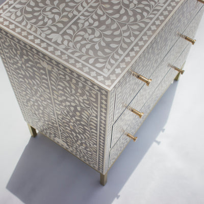 Arabesque Bone Inlay Three-Drawer Chest - Grey