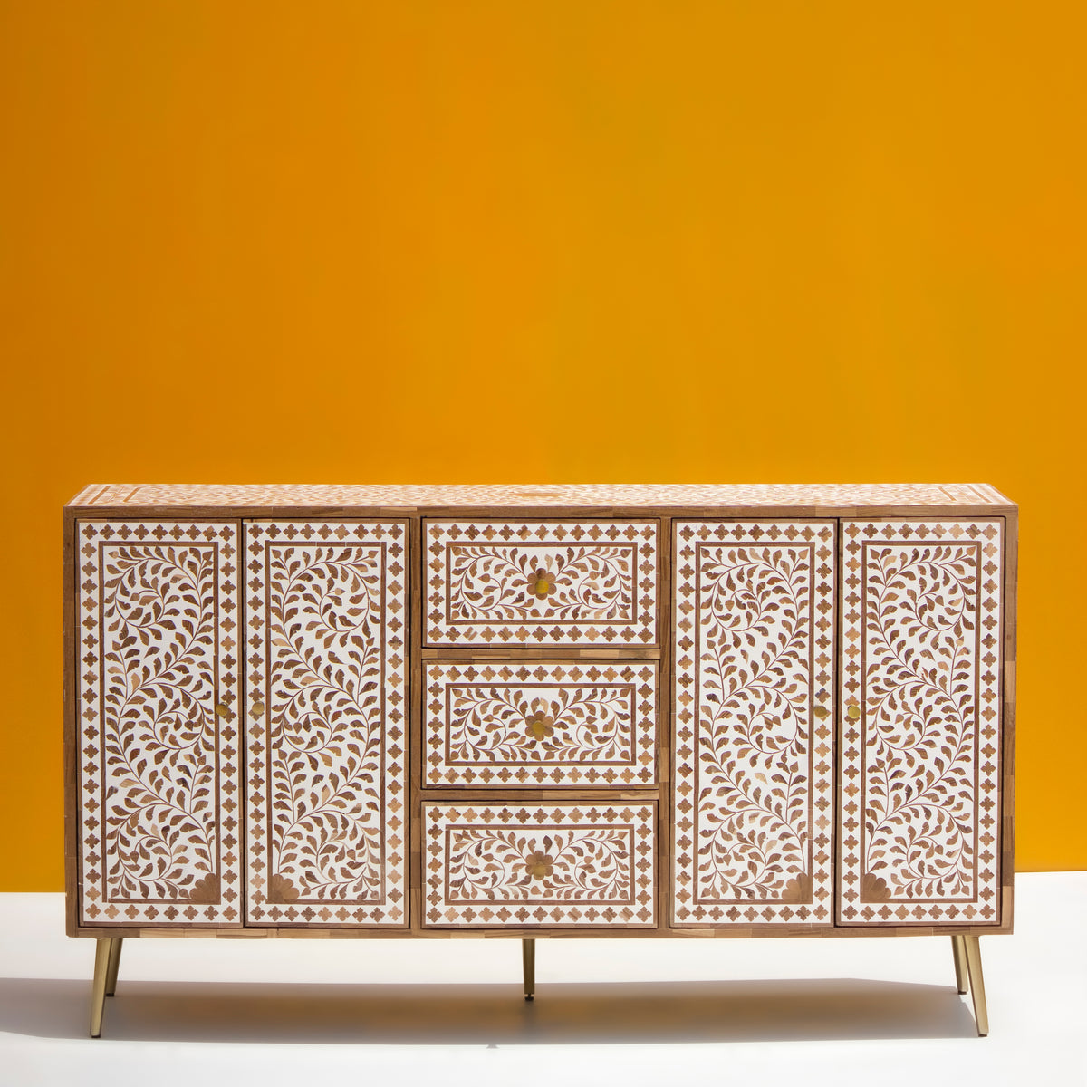 Arabesque Teak Wood Inlay Buffet