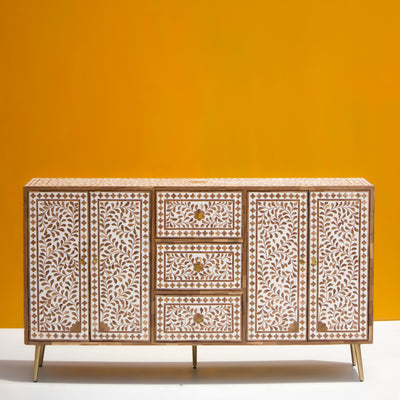 Arabesque Teak Wood Inlay Buffet