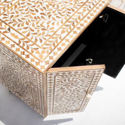 Arabesque Teak Wood Inlay Media Console