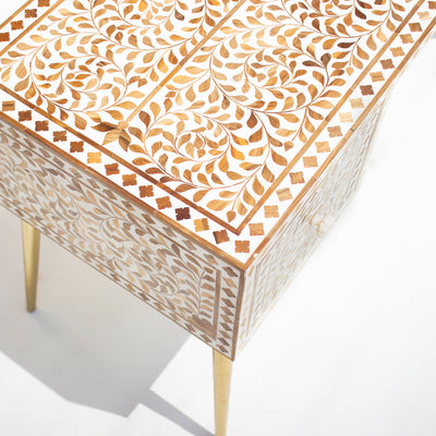 Arabesque Teak Inlay Writing Desk