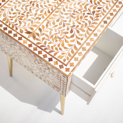 Arabesque Teak Inlay Writing Desk